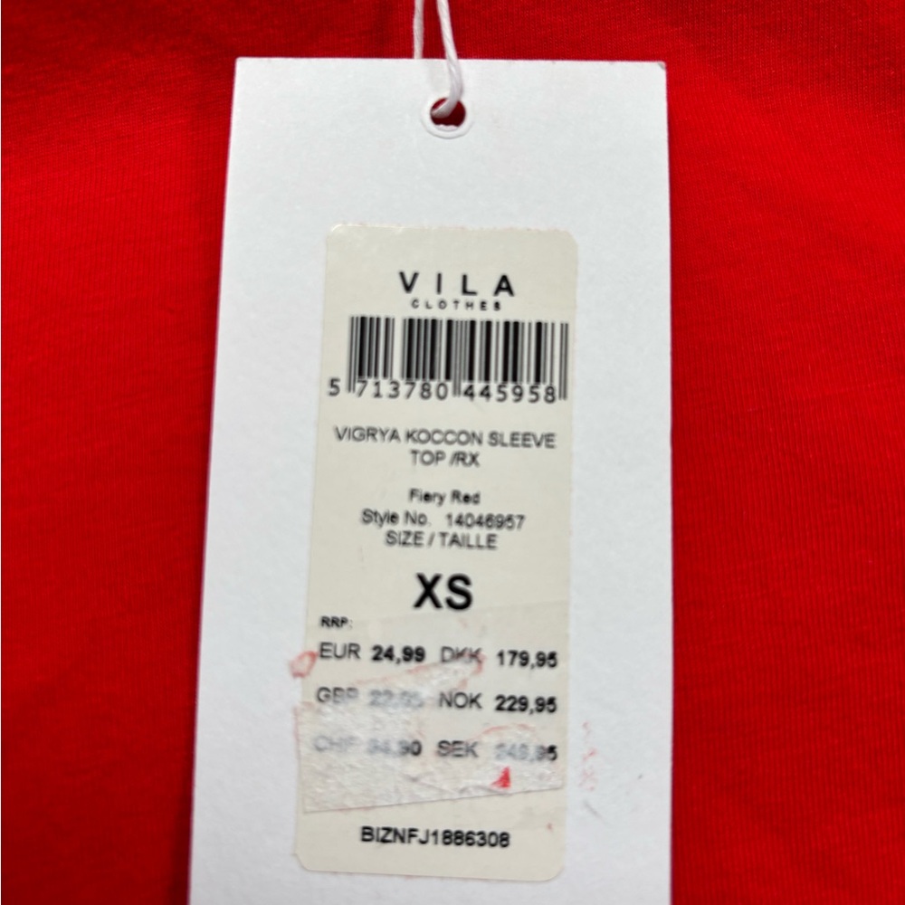 VILA Bright Red Long-Sleeve Puff Sleeve Tee - Picture 5 of 7